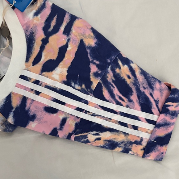 Adidas crop top short Sleeve Tie-Dye Tee - Pink, Blue, and White - Picture 8 of 9